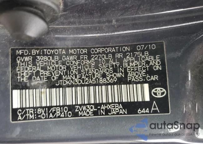 JTDKN3DU2A5188369: 85199745