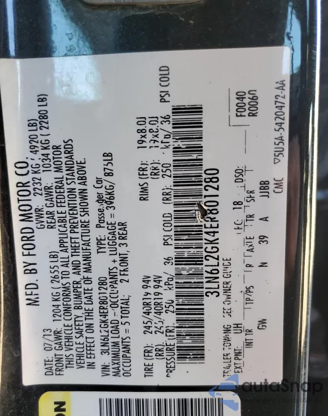 3LN6L2GK4ER801280: 86298125