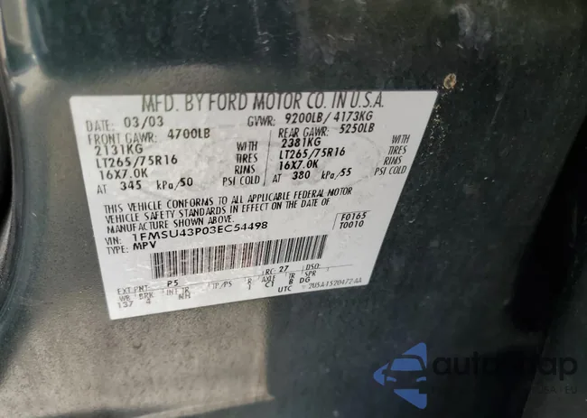 1FMSU43P03EC54498: 85206285