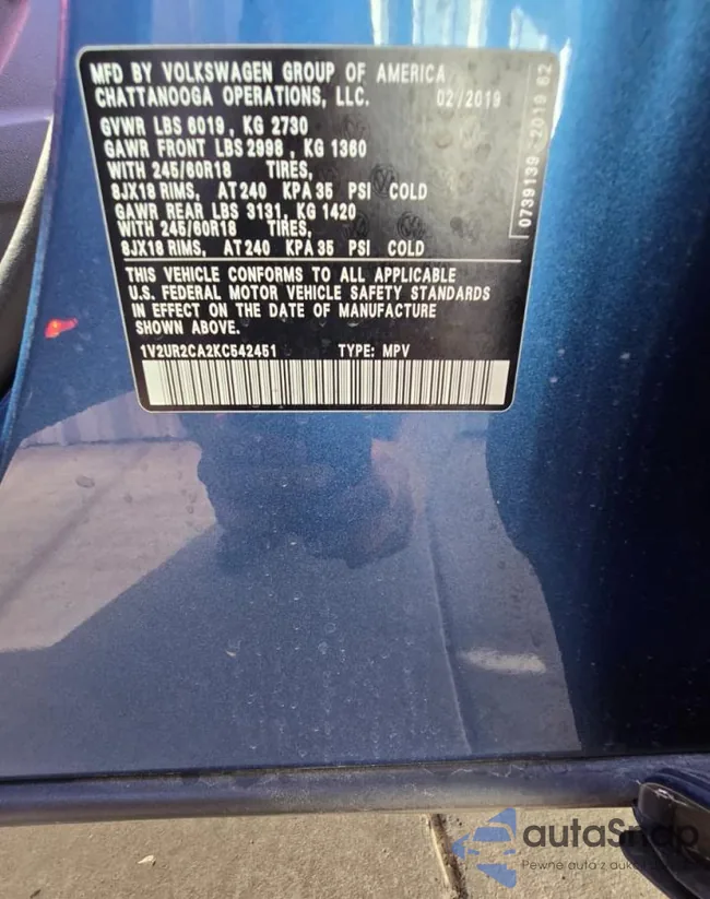 1V2UR2CA2KC542451: 87431695