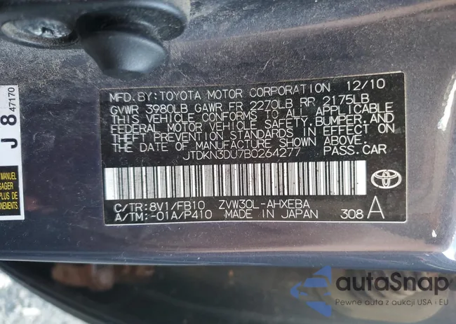 JTDKN3DU7B0264277: 89510045