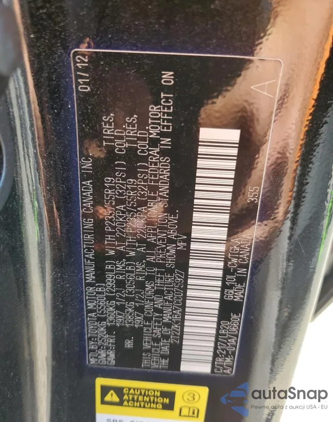 2T2ZK1BA7CC075927: 82319435