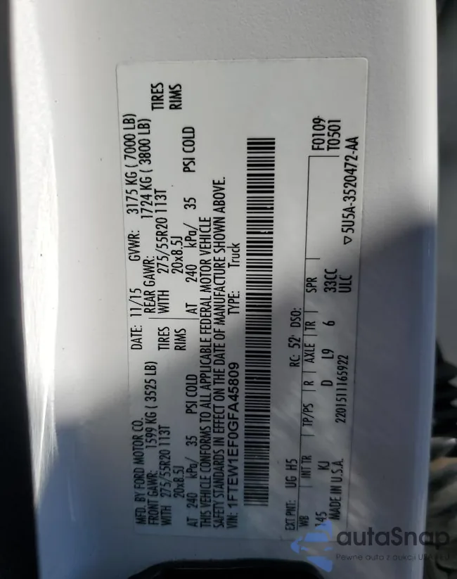 1FTEW1EF0GFA45809: 89436305