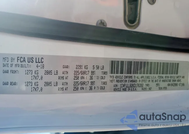 1C4PJLLB2KD176392: 86108665