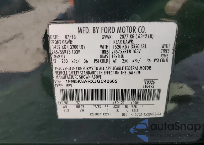 1FM5K8D83KGA86957: 90039695