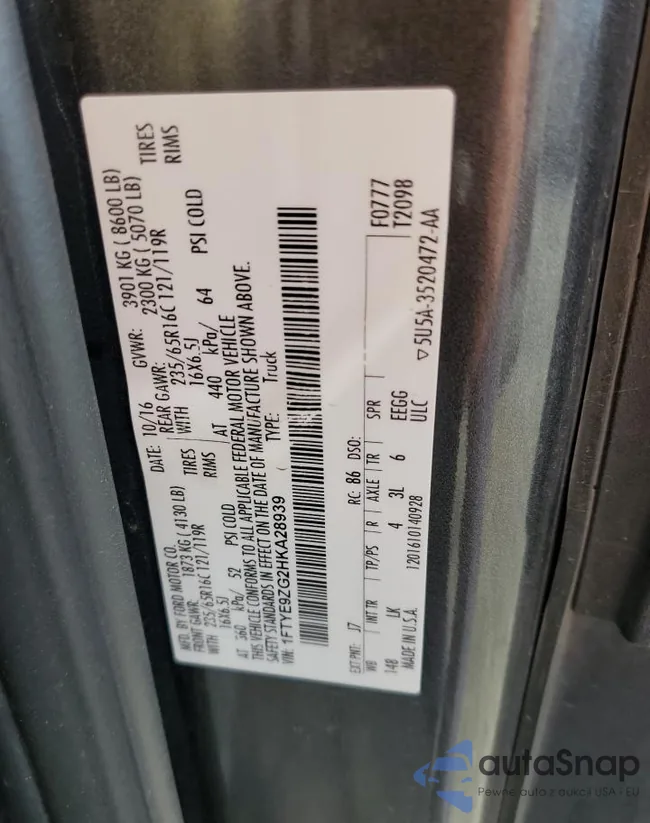 1FTYE9ZG2HKA28939: 86341705