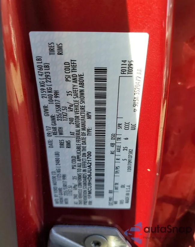 1FMCU9HD6JUA21700: 82176705