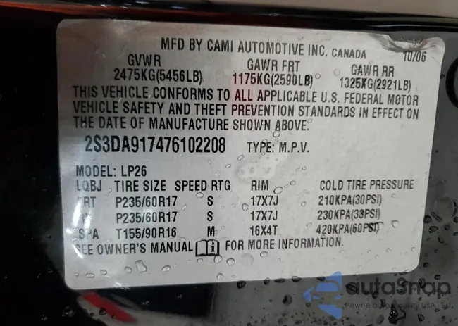 2S3DA917476102208: 90313345