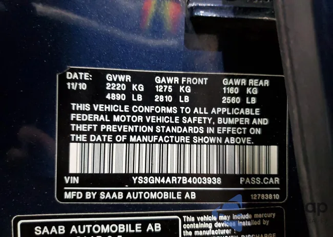 YS3GN4AR7B4003938: 86780135