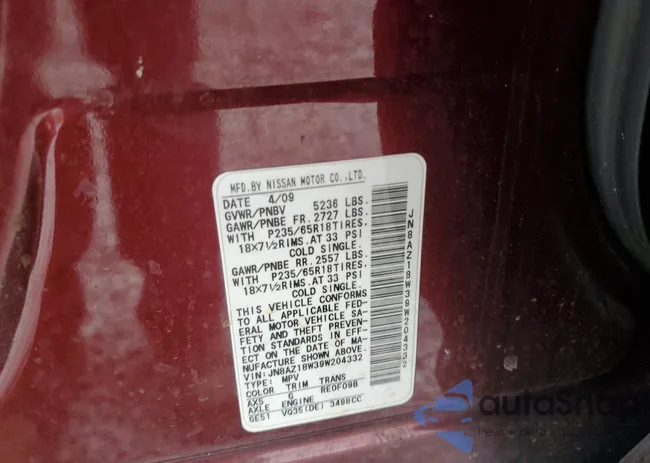 JN8AZ18W39W204332: 82762625