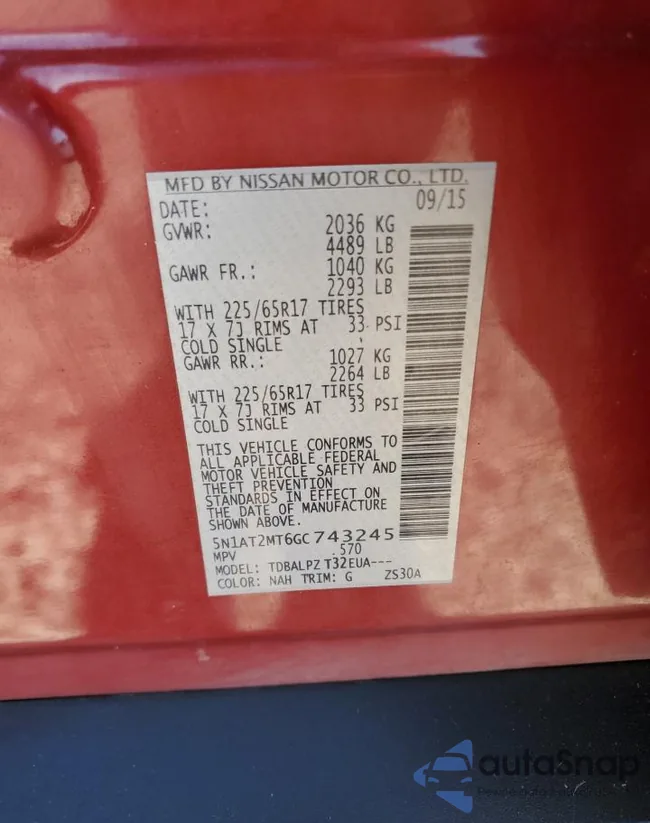 5N1AT2MT6GC743245: 86713165