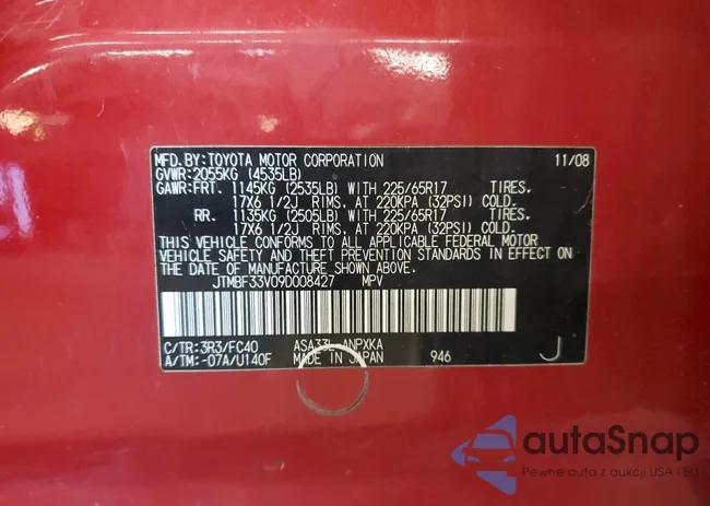 JTMBF33V09D008427: 86214375