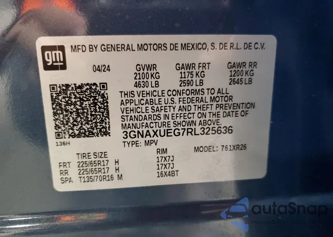 3GNAXUEG7RL325636: 86074235