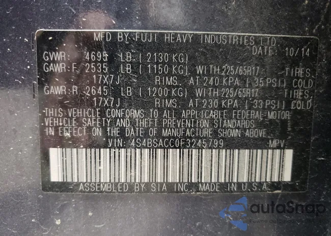 4S4BSACC0F3245799: 80487724