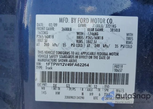 1FTPW12V49FA62264: 80026914