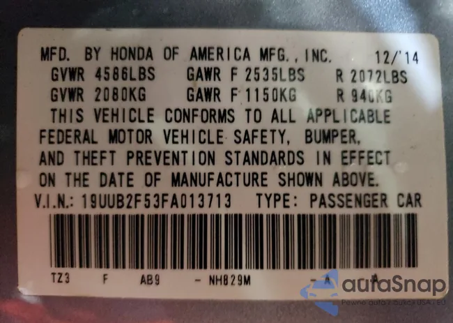 19UUB2F53FA013713: 80287804