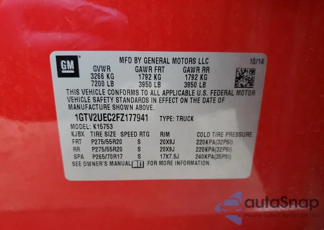 1GTV2UEC2FZ177941: 82591674