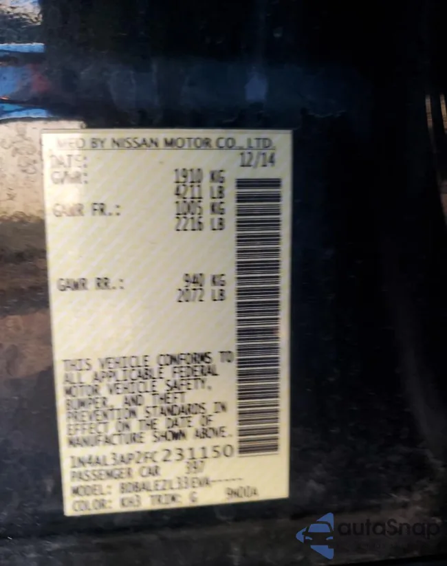 1N4AL3AP2FC231150: 77190714