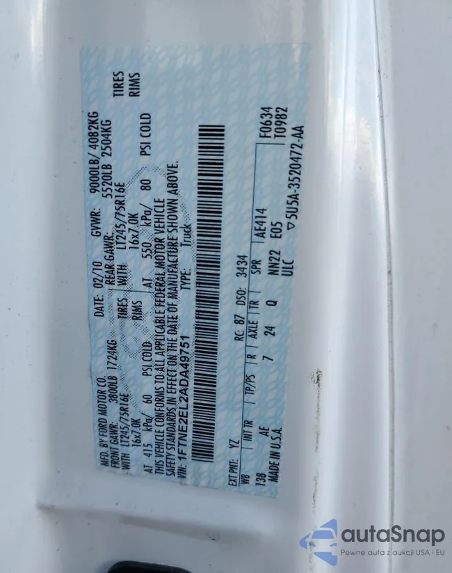 1FTNE2EL2ADA49751: 70963395