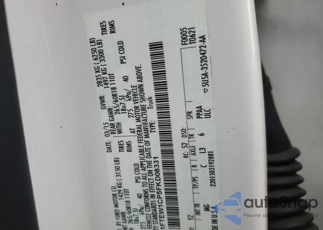 1FTEW1CP5FKD08331: 80763134