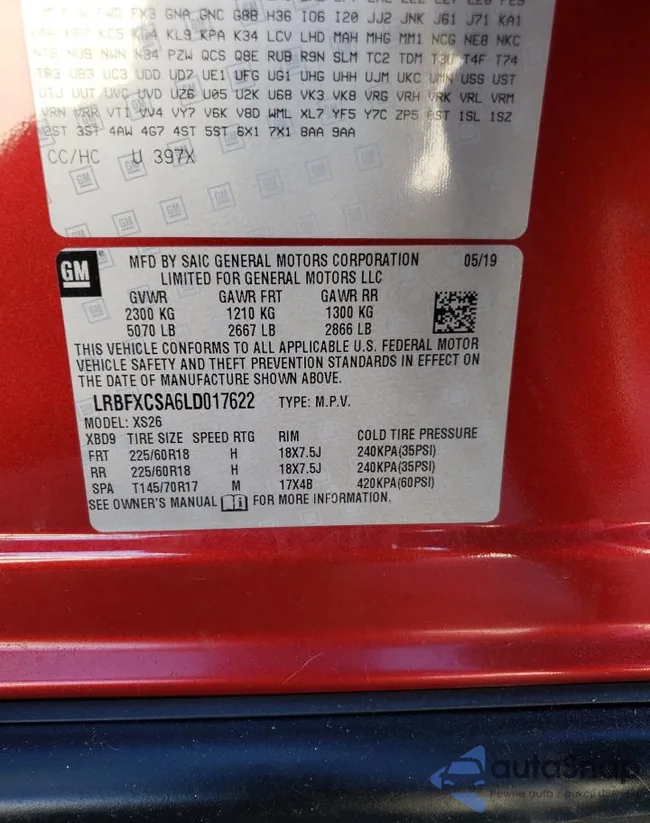 LRBFXCSA6LD017622: 82144734