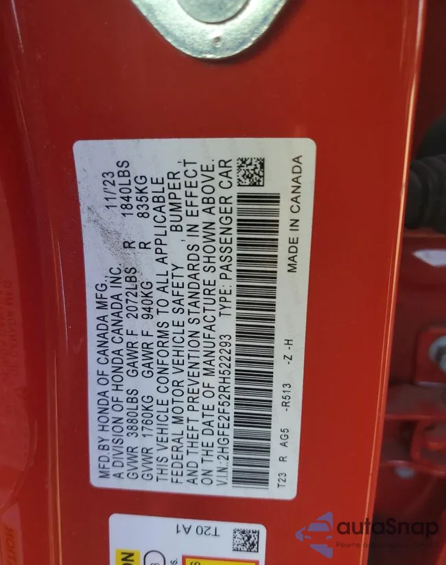 2HGFE2F52RH522293: 79863714