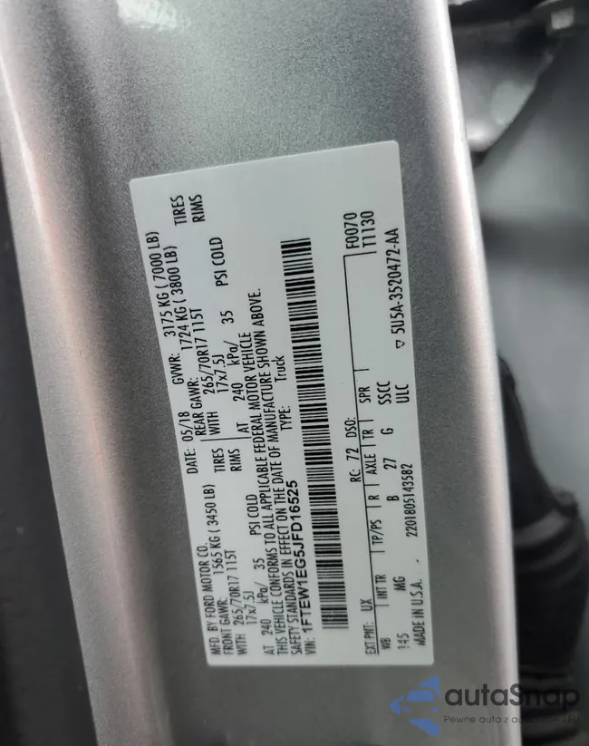 1FTEW1EG5JFD16525: 80971564