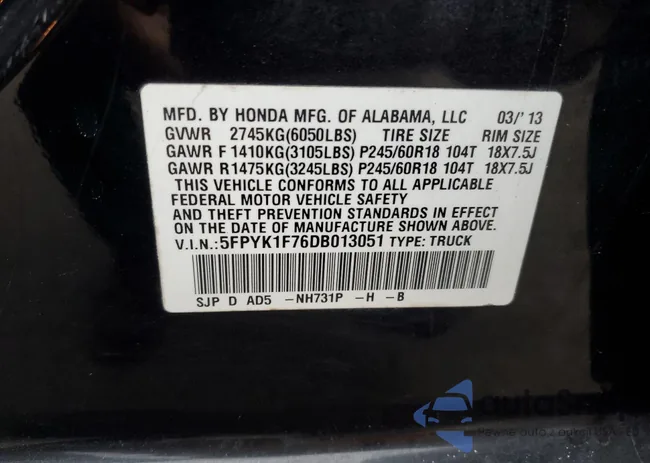 5FPYK1F76DB013051: 79766104