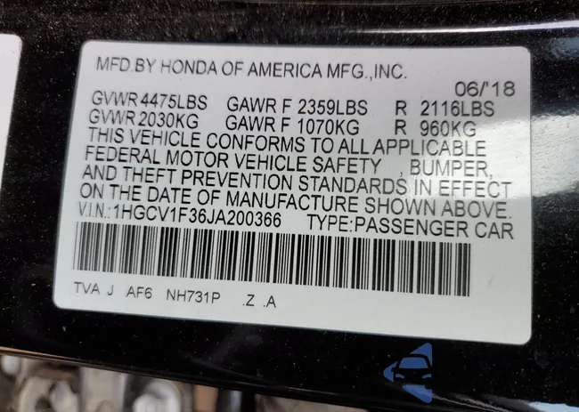 1HGCV1F36JA200366: 80627554