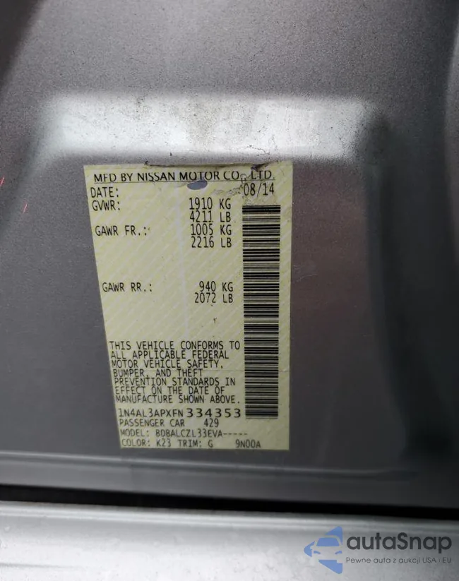 1N4AL3APXFN334353: 81629054