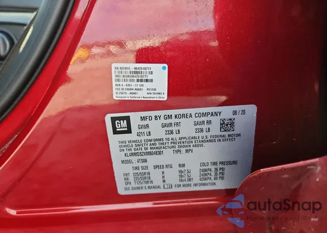 KL4MMDS2XMB048301: 91696495