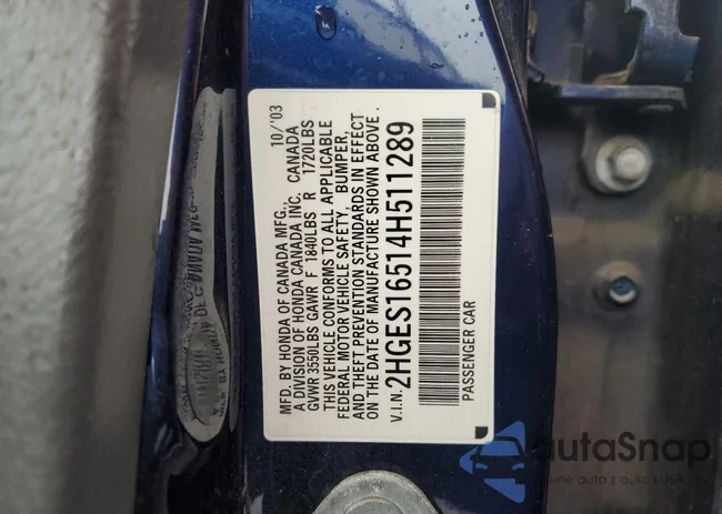 2HGES16514H511289: 91630155