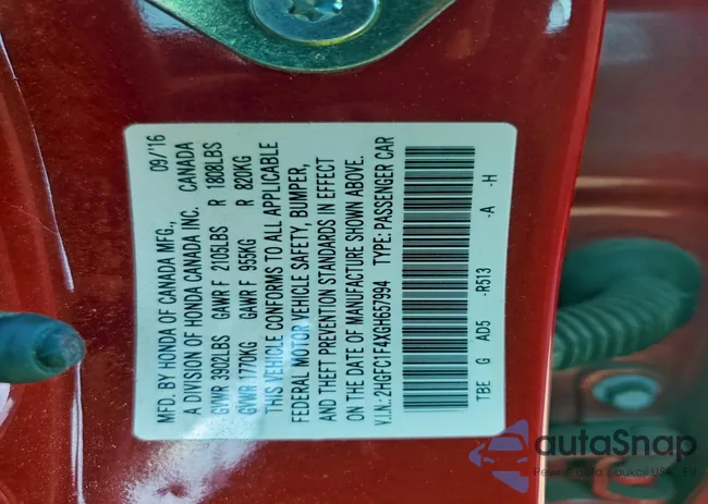 2HGFC1F4XGH657994: 94224745