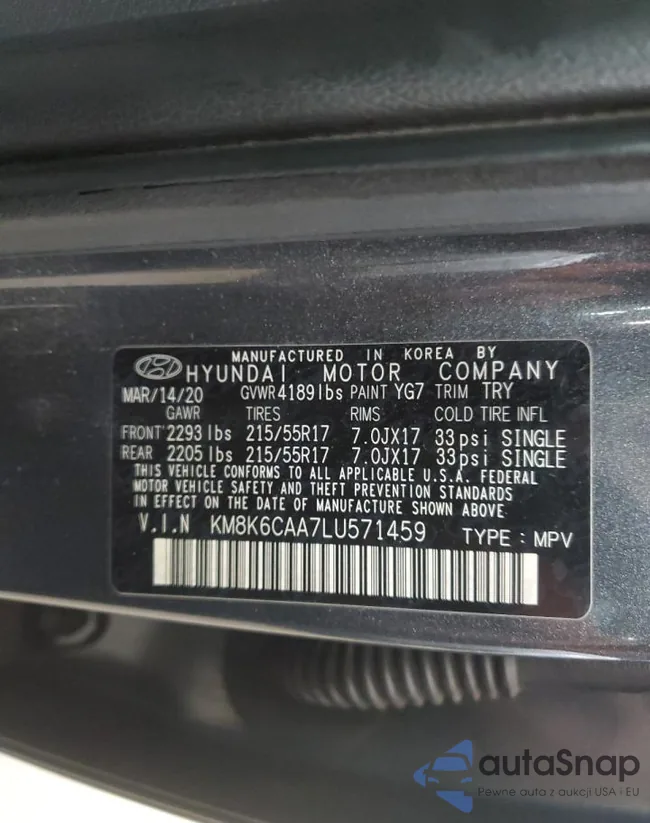 KM8K6CAA7LU571459: 91803015