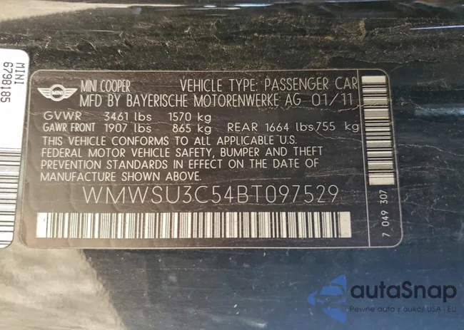 WMWSU3C54BT097529: 92713655