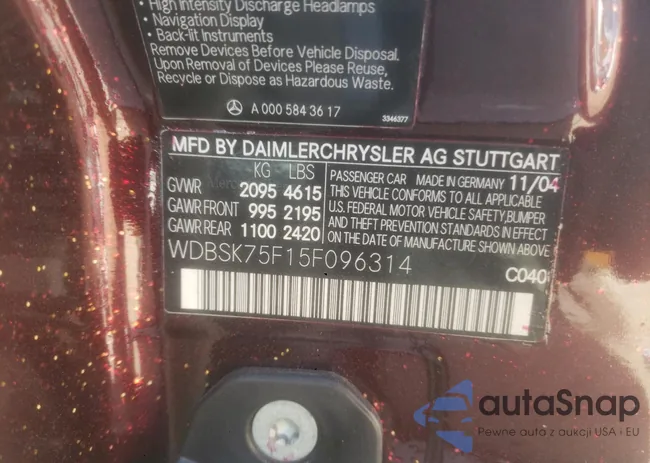 WDBSK75F15F096314: 91367575