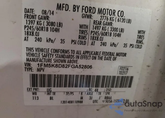 1FM5K8D82FGA52806: 92927385