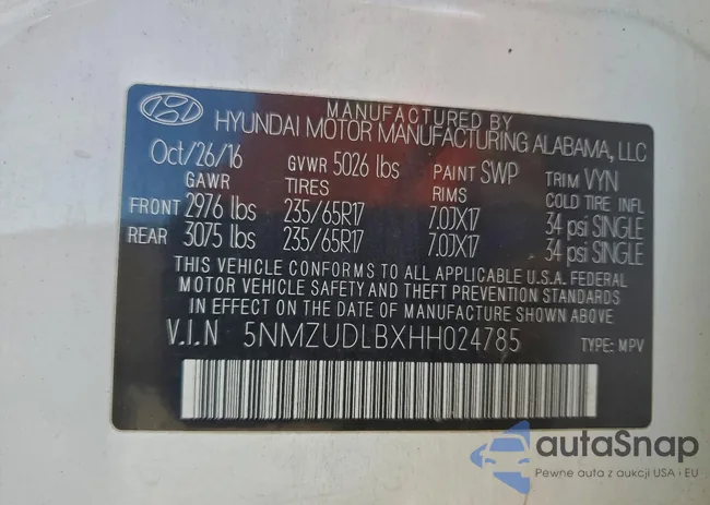 5NMZUDLBXHH024785: 94264515