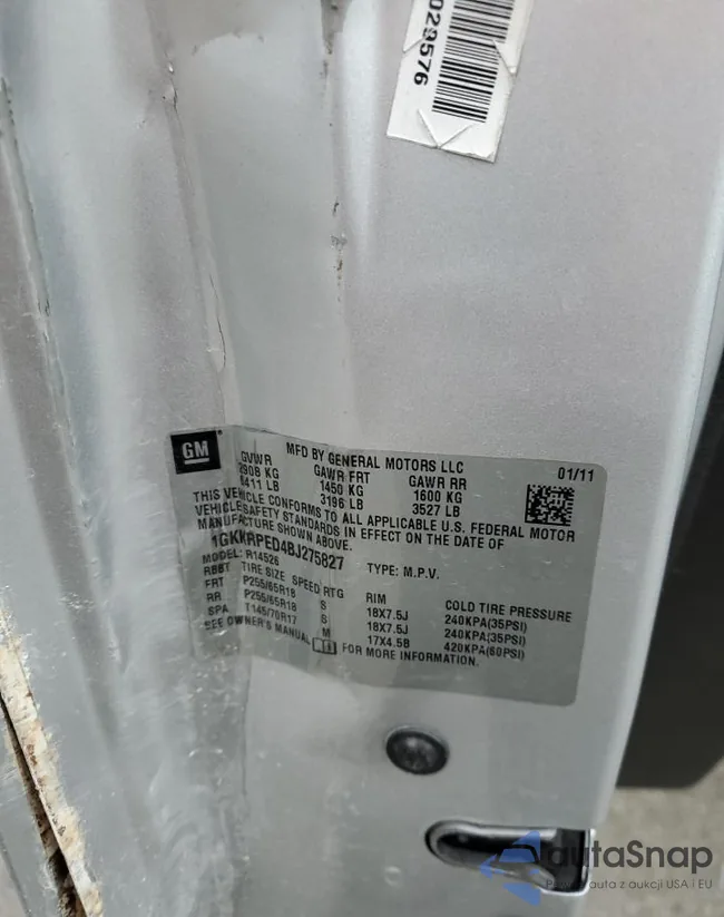 1GKKRPED4BJ275827: 91669965