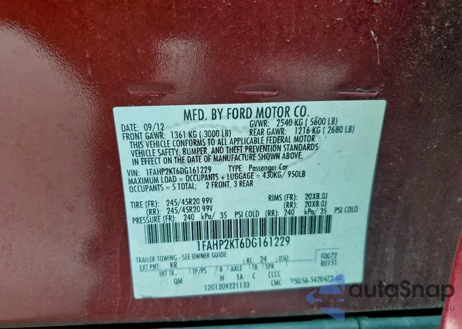 1FAHP2KT6DG161229: 93676635