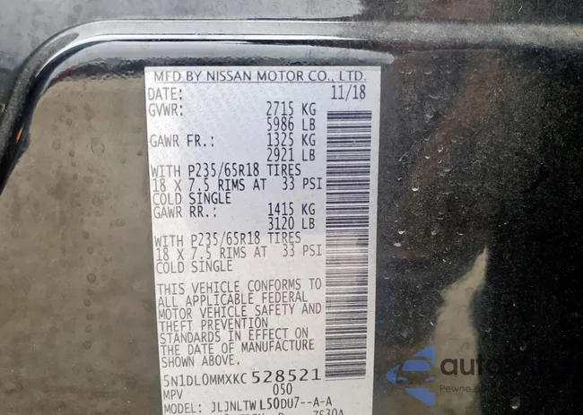 5N1DL0MMXKC528521: 92760295