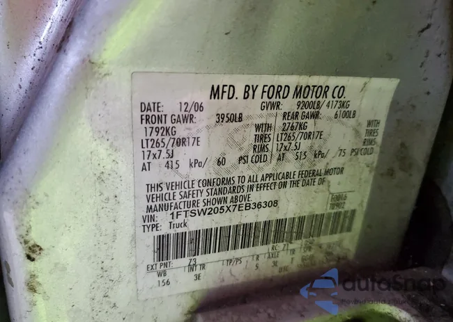 1FTSW205X7EB36308: 93457535