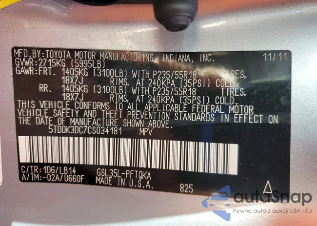 5TDDK3DC7CS034181: 90934505