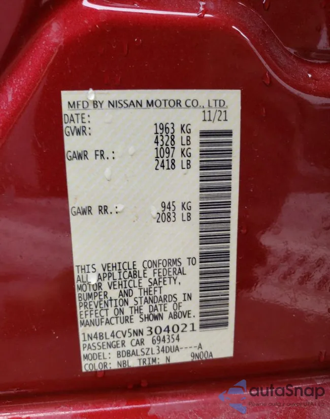 1N4BL4CV5NN304021: 91845615