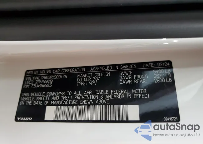 YV4L12RK3R1909476: 92468395