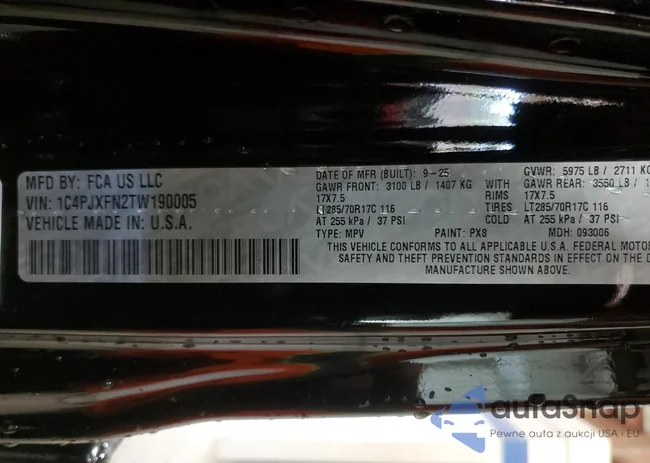 1C4PJXFN2TW190005: 92004875