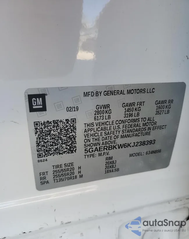 5GAERBKW6KJ238393: 93599805