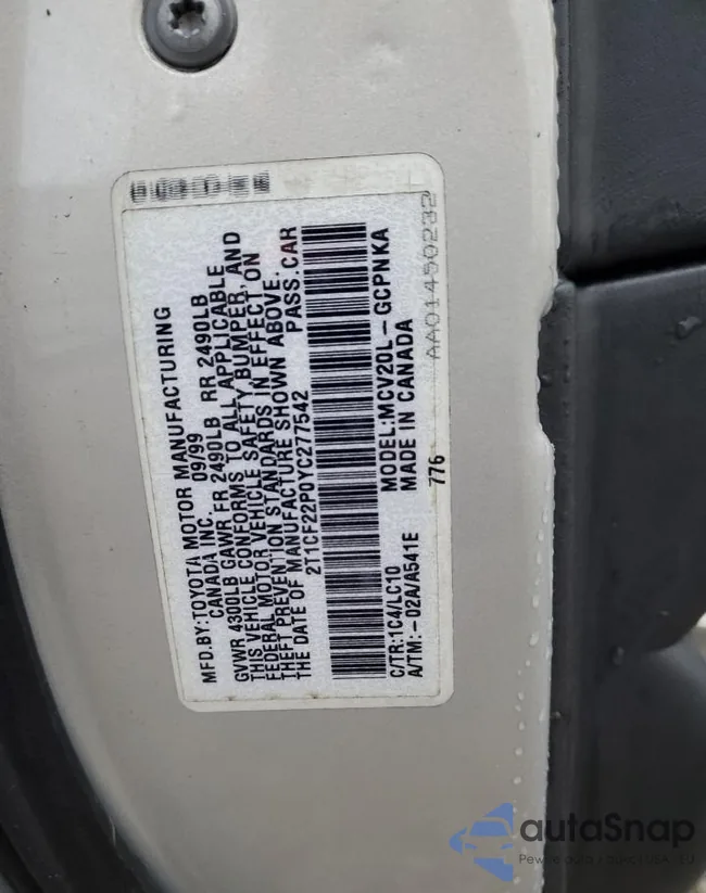 2T1CF22P0YC277542: 90323505