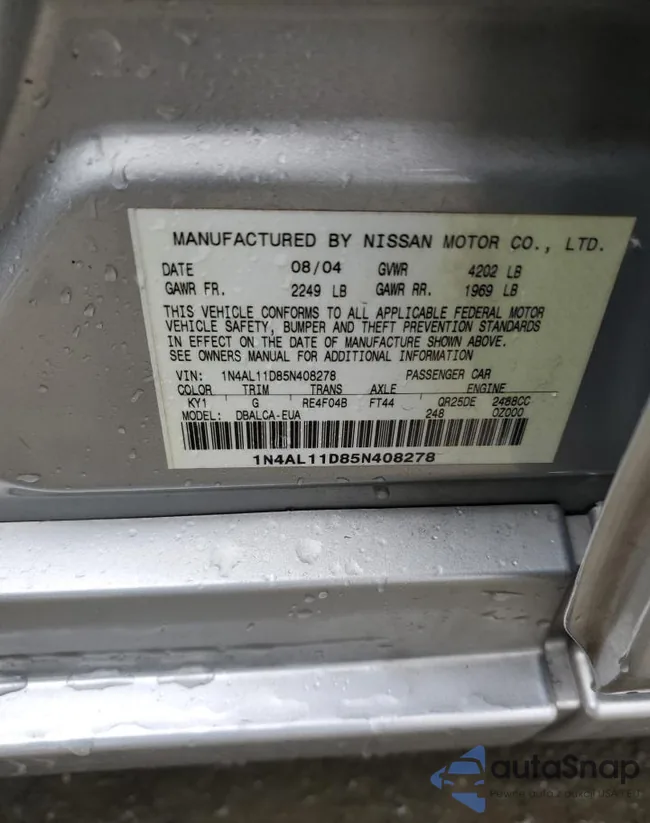 1N4AL11D85N408278: 92351835