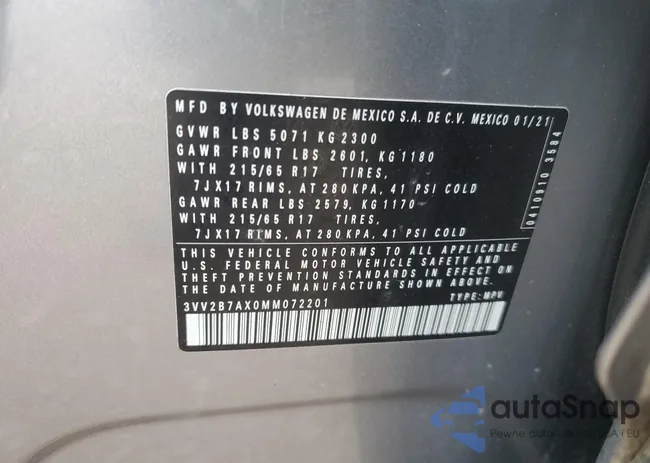 3VV2B7AX0MM072201: 90859945